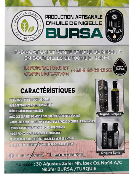 Huile de Nigelle 100 ml 100% Non filtrée - Première Pression à Froid Natura Market