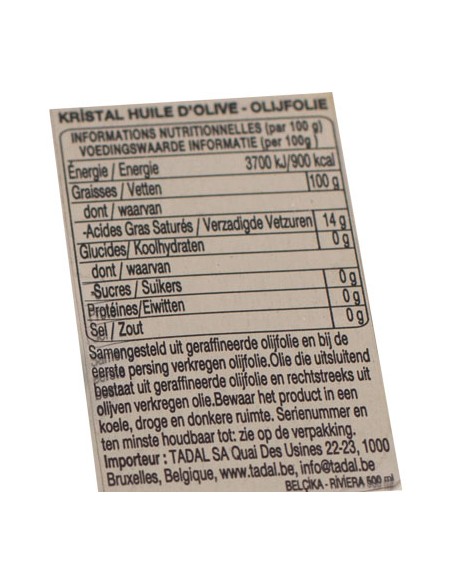 Huile d’Olive Riviera Kristal 500ml – Douce, Authentique et Idéale en Salades
