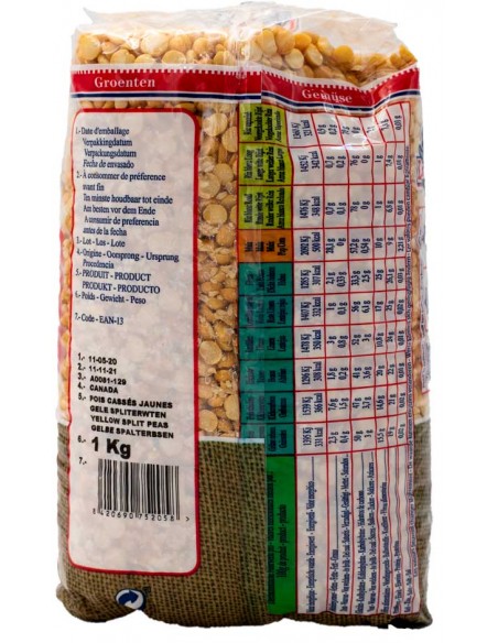 Pois Cassé Jaune Sec 1Kg La Cochura