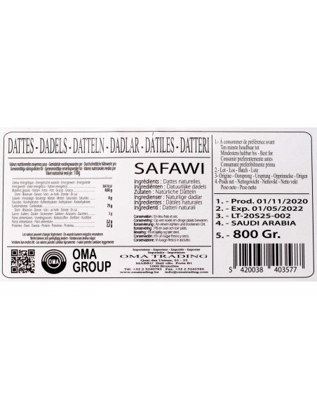 Dattes Safawi d'Arabie Saoudite 800gr
