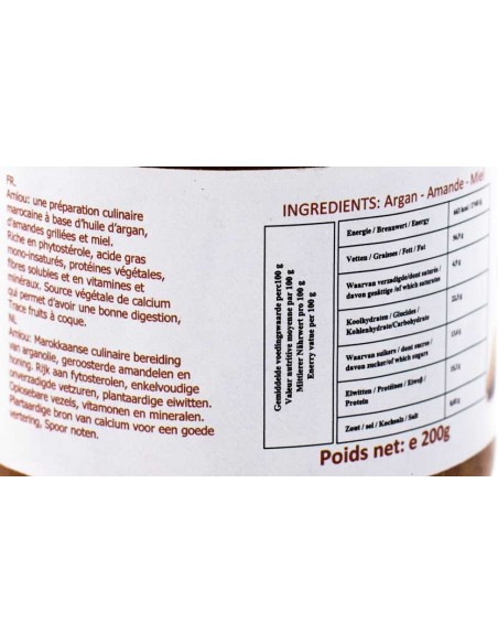 Amlou Artisanale du Maroc - Amande Huile d'argan et Miel Véritable - 200gr Zahra