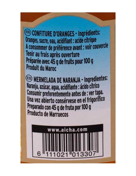 Confiture d'Oranges Maroc 430gr Aicha