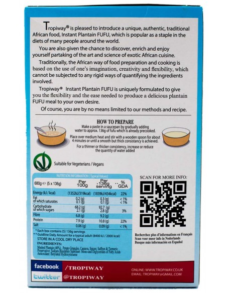 Farine de Plantain FUFU 680GR tropiway