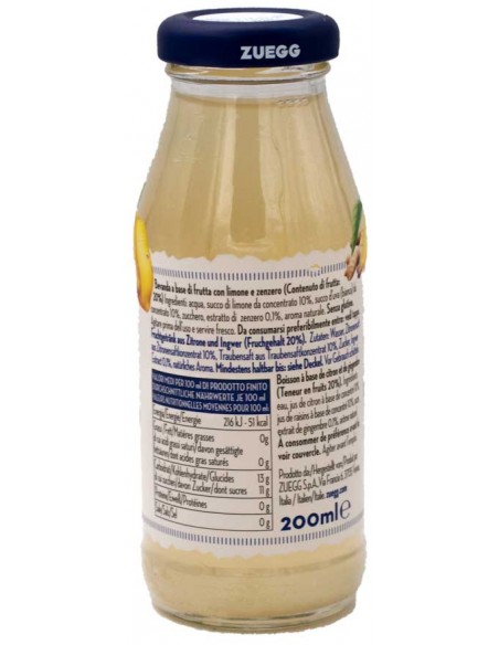 Limonade Véritable à l'italienne Citron Gingembre 200ml Zuegg