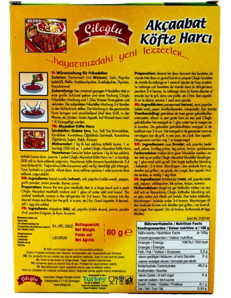 Mélanges épices pour Kofte Turc Akçabat 80gr Ciloglu