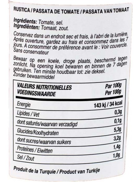 Passatta Sauce tomate RUSTICA 700gr Rio Santa