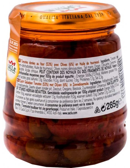 Tomates dorées au four avec olives 285gr Sacla