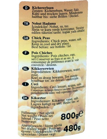 Pois-chiches précuits 800gr (480 égoutté)