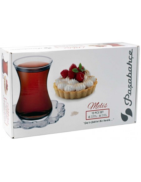 Ensemble Verre et Sous Tasse Melis pour çay turc (12 Pièces) Pasabahce