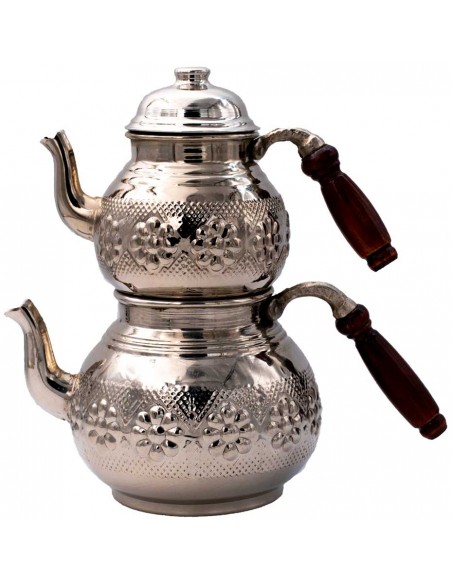 Théière Turque en cuivre Artisanal (Bakir çaydanlik) Grande Taille (4 Pièces)