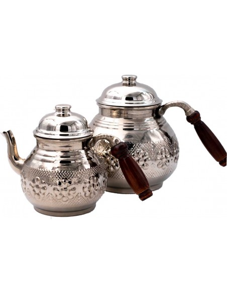 Théière Turque en cuivre Artisanal (Bakir çaydanlik) Grande Taille (4 Pièces)