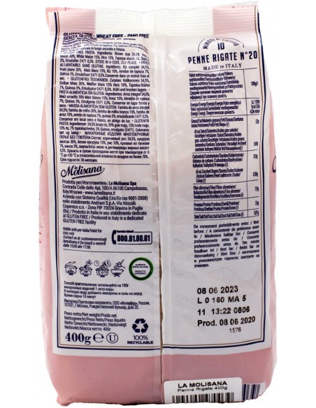 Pâtes sans Gluten Penne 400gr Molisana