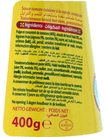 Bolognese de Bœuf Halal 400gr Zakia