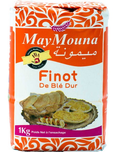 Semoule Finot Extra Fine du Maroc 100% pour msemens et pains Maison 1Kg Maymouna