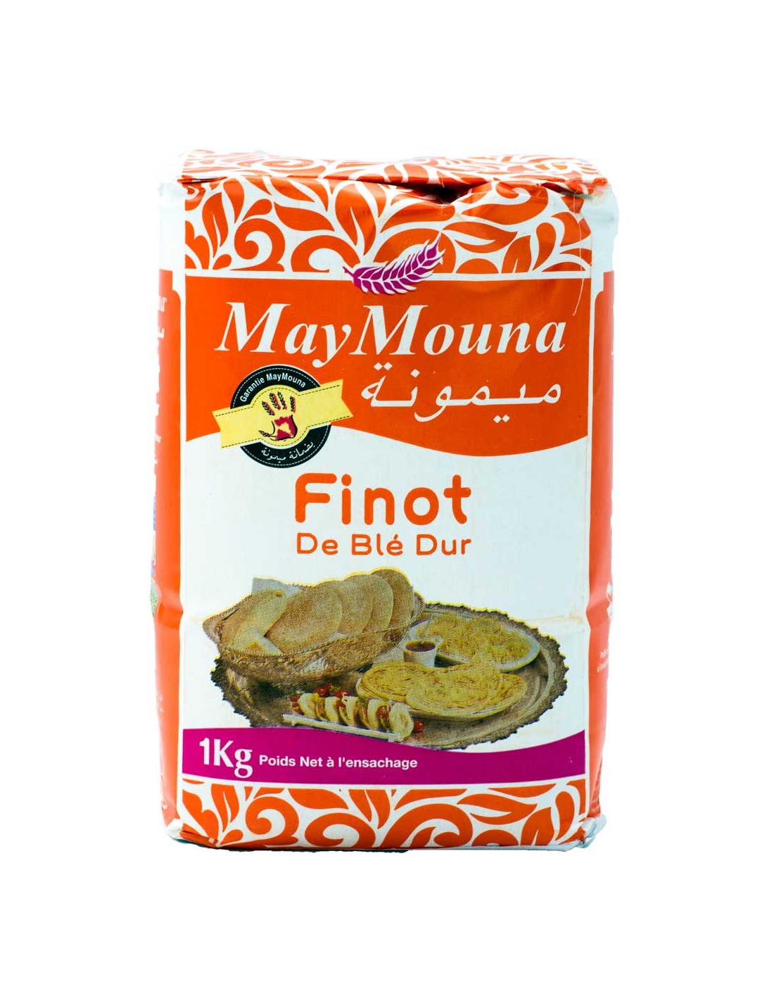 Semoule Finot Extra Fine du Maroc 100% pour msemens et pains Maison 1Kg  Maymouna