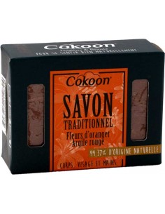 Savon Traditionnel fleur d'oranger argile rouge Corps, visage, main 100gr