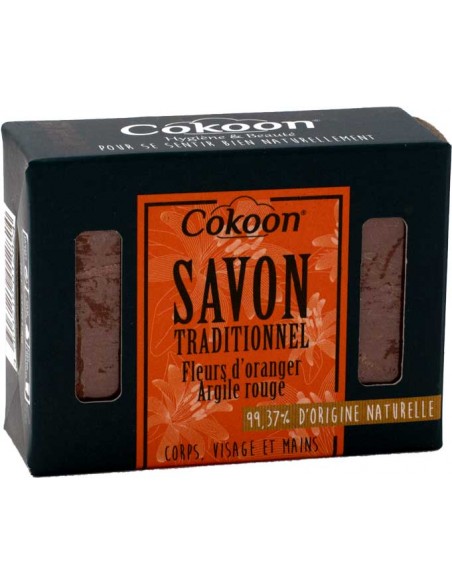 Savon Traditionnel fleur d'oranger argile rouge Corps, visage, main 100gr