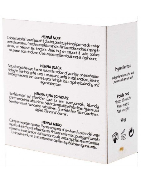 Hénné Naturel Noir (Coloration 100% plante) pour cheveux 90gr HenneDrog