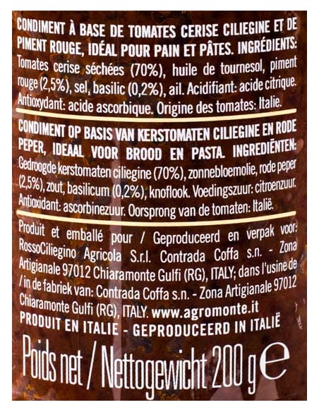 Bruschetta de Tomate Cerise Pimentée 200gr Agromonte