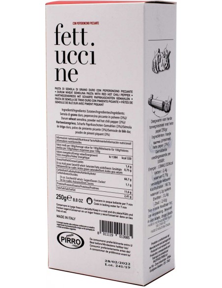 Fettuccine Peperoncino 250gr Pirro