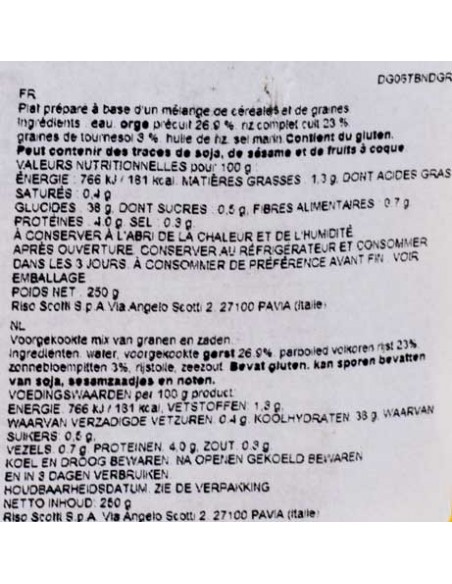 Riz Complet, Orge et Graine de Tournesol 250gr Scotti