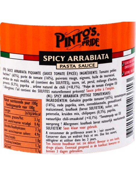 Sauce Arrabbiata 350gr Pinto's
